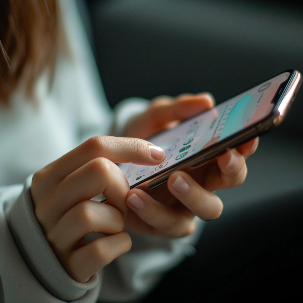 A closeup shot of a woman using her smartphone | Source: Midjourney