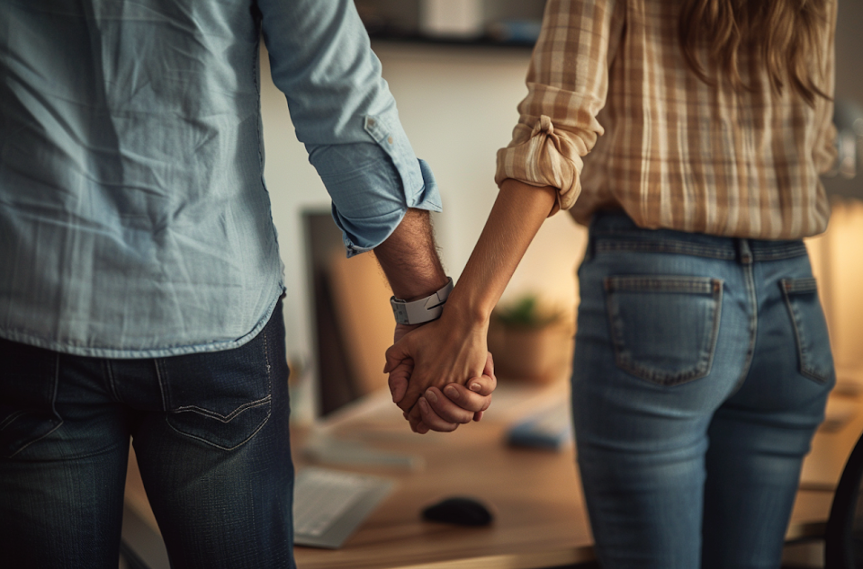 A couple holding hands | Source: Midjourney