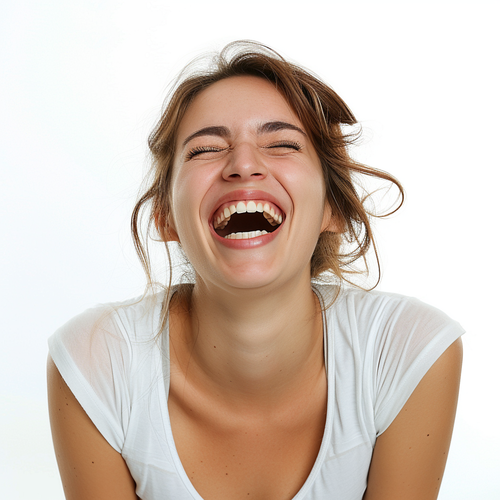 A woman laughing | Source: Midjourney