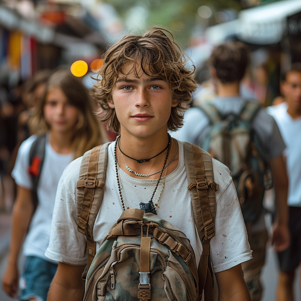 Jake walks with his friends | Source: Midjourney