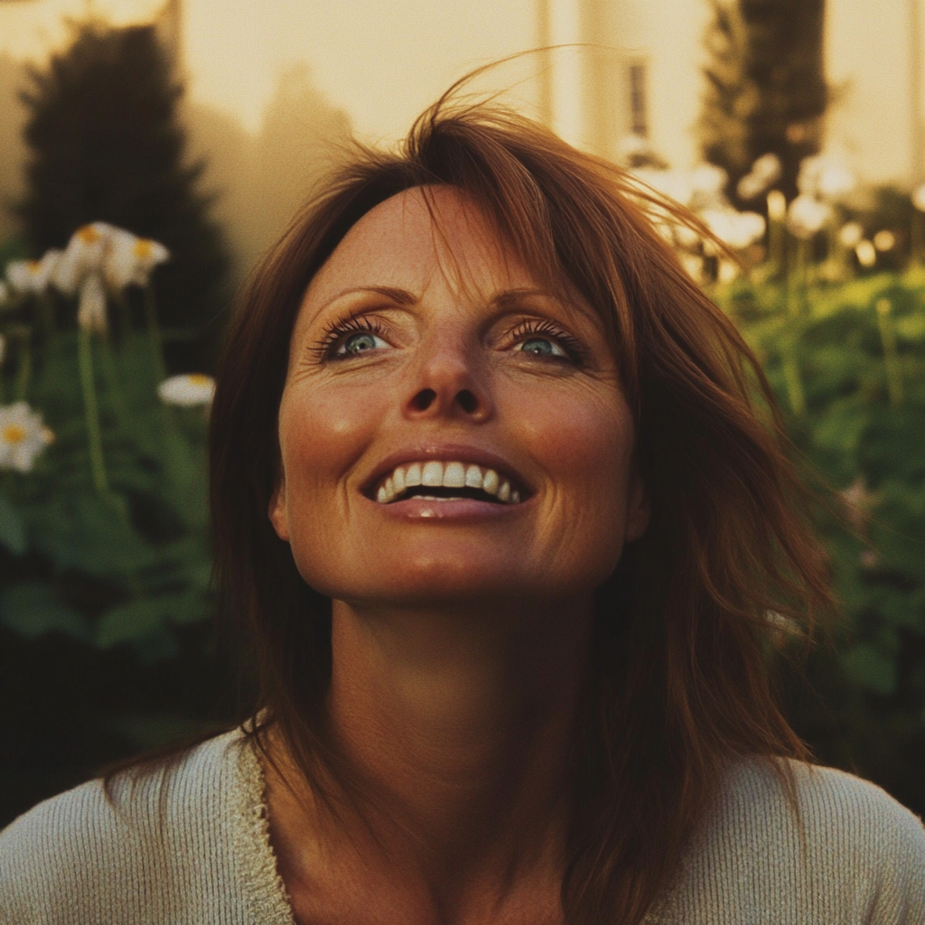 A cheerful woman smiling | Source: Midjourney