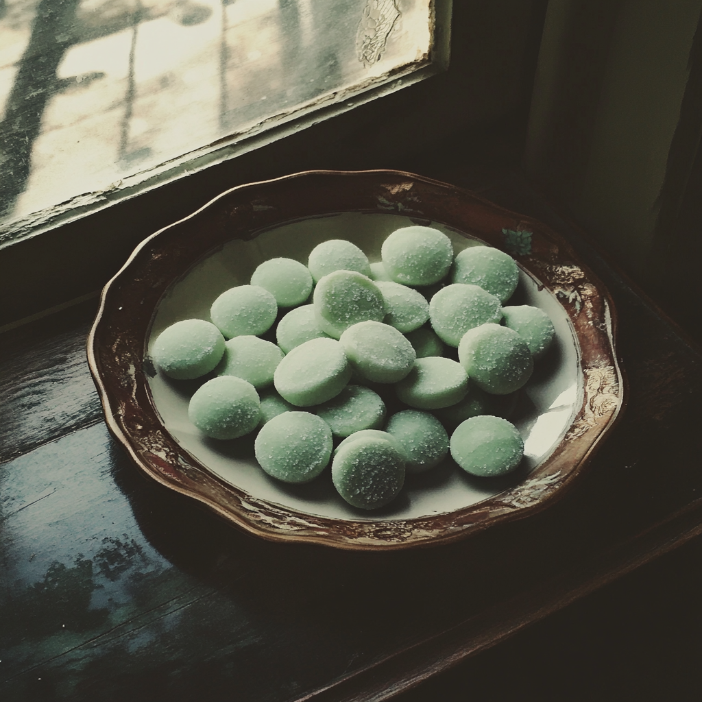 A bowl of mint sweets | Source: Midjourney