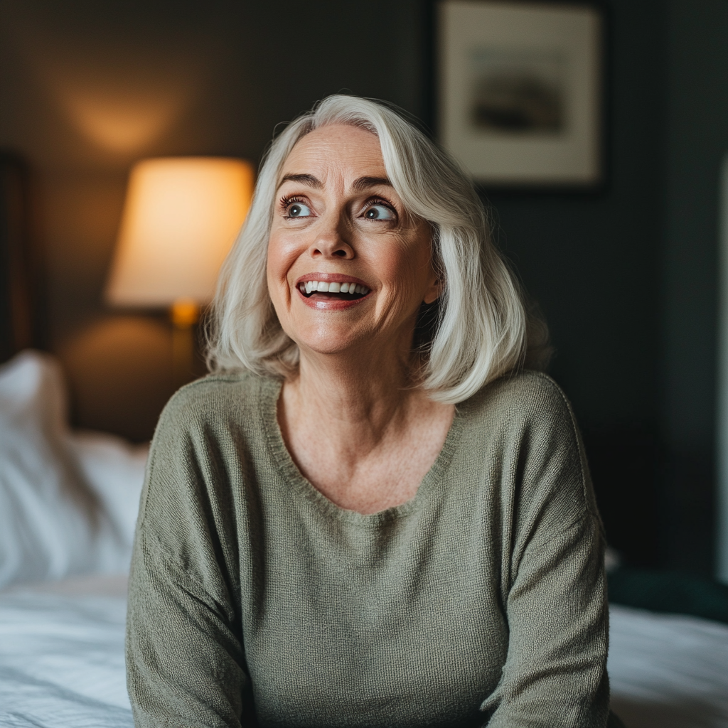 A woman laughing | Source: Midjourney