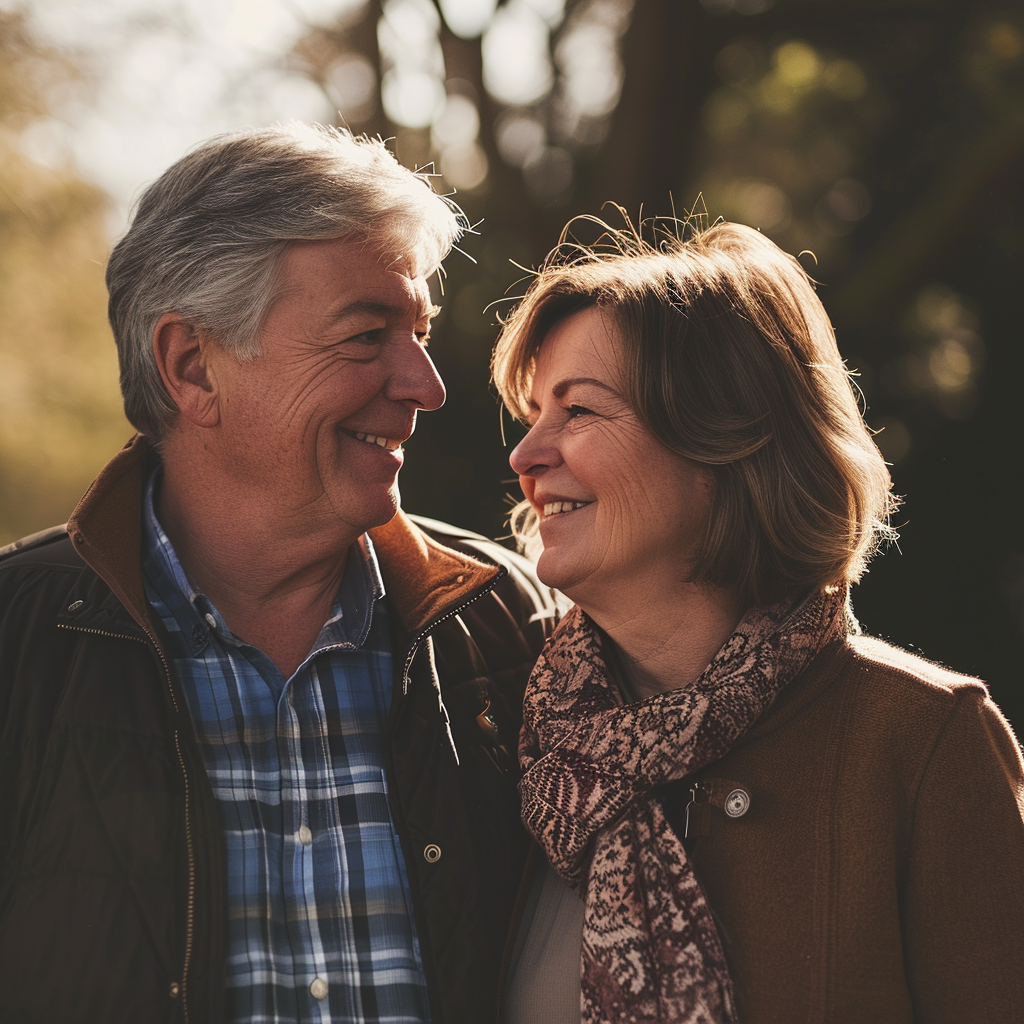 A smiling older couple | Source: Midjourney