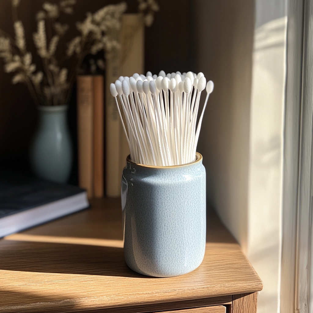 A jar of cotton buds | Source: Midjourney